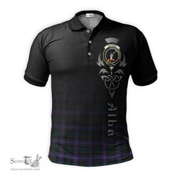 ScotsTee Shop Scottish Guthrie Modern Clan Crest Tartan Polo Shirt Featuring Alba Gu Brath Scotland Forever and Ever Celtic Cross