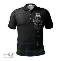 ScotsTee Shop Scottish Gunn Modern Clan Crest Tartan Polo Shirt Featuring Alba Gu Brath Scotland Forever and Ever Celtic Cross
