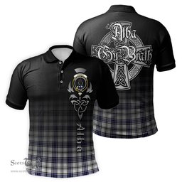 ScotsTee Shop Scottish Hannay Modern Clan Crest Tartan Polo Shirt Featuring Alba Gu Brath Scotland Forever and Ever Celtic Cross