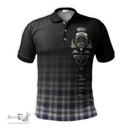 ScotsTee Shop Scottish Hannay Modern Clan Crest Tartan Polo Shirt Featuring Alba Gu Brath Scotland Forever and Ever Celtic Cross