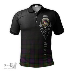 ScotsTee Shop Scottish MacDonald Clan Crest Tartan Polo Shirt Featuring Alba Gu Brath Scotland Forever and Ever Celtic Cross