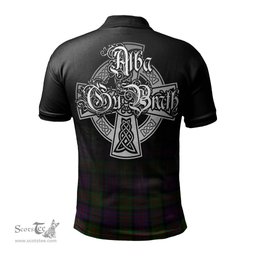 ScotsTee Shop Scottish MacDonald Clan Crest Tartan Polo Shirt Featuring Alba Gu Brath Scotland Forever and Ever Celtic Cross