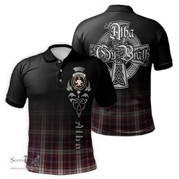 ScotsTee Shop Scottish MacFarlane Dress Clan Crest Tartan Polo Shirt Featuring Alba Gu Brath Scotland Forever and Ever Celtic Cross
