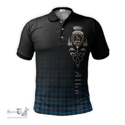 ScotsTee Shop Scottish MacCorquodale Clan Crest Tartan Polo Shirt Featuring Alba Gu Brath Scotland Forever and Ever Celtic Cross