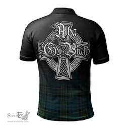 ScotsTee Shop Scottish Kirkpatrick Clan Crest Tartan Polo Shirt Featuring Alba Gu Brath Scotland Forever and Ever Celtic Cross