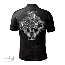 ScotsTee Shop Scottish MacDonald of Clan Ranald Clan Crest Tartan Polo Shirt Featuring Alba Gu Brath Scotland Forever and Ever Celtic Cross