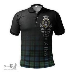 ScotsTee Shop Scottish MacKay Ancient Clan Crest Tartan Polo Shirt Featuring Alba Gu Brath Scotland Forever and Ever Celtic Cross