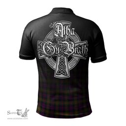 ScotsTee Shop Scottish MacDonell of Glengarry Modern Clan Crest Tartan Polo Shirt Featuring Alba Gu Brath Scotland Forever and Ever Celtic Cross