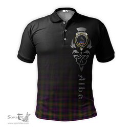 ScotsTee Shop Scottish MacDonell of Glengarry Modern Clan Crest Tartan Polo Shirt Featuring Alba Gu Brath Scotland Forever and Ever Celtic Cross