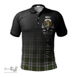 ScotsTee Shop Scottish Hay White Dress Clan Crest Tartan Polo Shirt Featuring Alba Gu Brath Scotland Forever and Ever Celtic Cross
