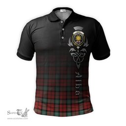 ScotsTee Shop Scottish Kerr Ancient Clan Crest Tartan Polo Shirt Featuring Alba Gu Brath Scotland Forever and Ever Celtic Cross