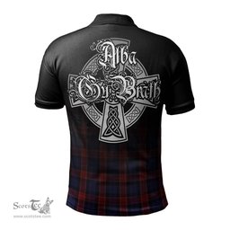 ScotsTee Shop Scottish Graham of Menteith Red Clan Crest Tartan Polo Shirt Featuring Alba Gu Brath Scotland Forever and Ever Celtic Cross