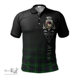 ScotsTee Shop Scottish MacDonald of The Isles Clan Crest Tartan Polo Shirt Featuring Alba Gu Brath Scotland Forever and Ever Celtic Cross