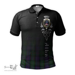 ScotsTee Shop Scottish Rose Hunting Clan Crest Tartan Polo Shirt Featuring Alba Gu Brath Scotland Forever and Ever Celtic Cross