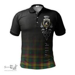 ScotsTee Shop Scottish MacMillan Old Ancient Clan Crest Tartan Polo Shirt Featuring Alba Gu Brath Scotland Forever and Ever Celtic Cross