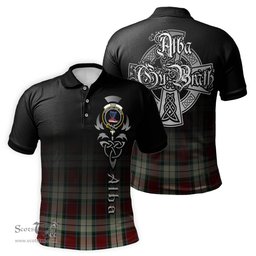 ScotsTee Shop Scottish Rose White Dress Clan Crest Tartan Polo Shirt Featuring Alba Gu Brath Scotland Forever and Ever Celtic Cross