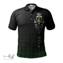 ScotsTee Shop Scottish Wallace Hunting Clan Crest Tartan Polo Shirt Featuring Alba Gu Brath Scotland Forever and Ever Celtic Cross