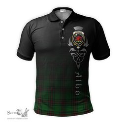 ScotsTee Shop Scottish Primrose Clan Crest Tartan Polo Shirt Featuring Alba Gu Brath Scotland Forever and Ever Celtic Cross