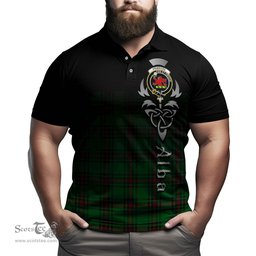 ScotsTee Shop Scottish Primrose Clan Crest Tartan Polo Shirt Featuring Alba Gu Brath Scotland Forever and Ever Celtic Cross