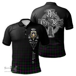 ScotsTee Shop Scottish Urquhart Modern Clan Crest Tartan Polo Shirt Featuring Alba Gu Brath Scotland Forever and Ever Celtic Cross