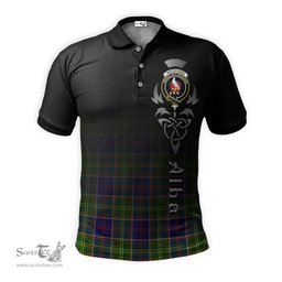 ScotsTee Shop Scottish Whitefoord Modern Clan Crest Tartan Polo Shirt Featuring Alba Gu Brath Scotland Forever and Ever Celtic Cross