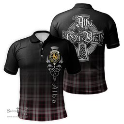 ScotsTee Shop Scottish MacPherson Clan Crest Tartan Polo Shirt Featuring Alba Gu Brath Scotland Forever and Ever Celtic Cross