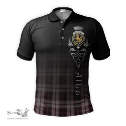 ScotsTee Shop Scottish MacPherson Clan Crest Tartan Polo Shirt Featuring Alba Gu Brath Scotland Forever and Ever Celtic Cross