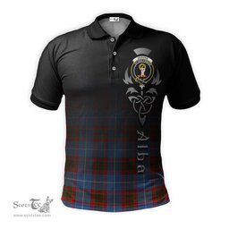 ScotsTee Shop Scottish Skirving Clan Crest Tartan Polo Shirt Featuring Alba Gu Brath Scotland Forever and Ever Celtic Cross