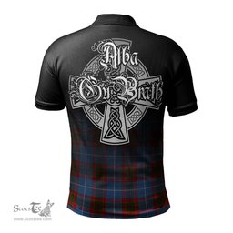 ScotsTee Shop Scottish Skirving Clan Crest Tartan Polo Shirt Featuring Alba Gu Brath Scotland Forever and Ever Celtic Cross