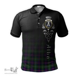 ScotsTee Shop Scottish Malcolm Clan Crest Tartan Polo Shirt Featuring Alba Gu Brath Scotland Forever and Ever Celtic Cross