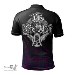 ScotsTee Shop Scottish Wardlaw Modern Clan Crest Tartan Polo Shirt Featuring Alba Gu Brath Scotland Forever and Ever Celtic Cross