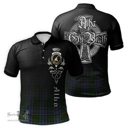 ScotsTee Shop Scottish MacMillan Hunting Clan Crest Tartan Polo Shirt Featuring Alba Gu Brath Scotland Forever and Ever Celtic Cross