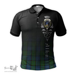 ScotsTee Shop Scottish Stirling Clan Crest Tartan Polo Shirt Featuring Alba Gu Brath Scotland Forever and Ever Celtic Cross