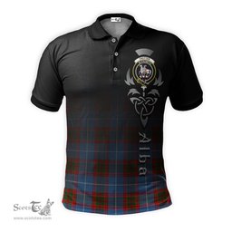 ScotsTee Shop Scottish Trotter Clan Crest Tartan Polo Shirt Featuring Alba Gu Brath Scotland Forever and Ever Celtic Cross