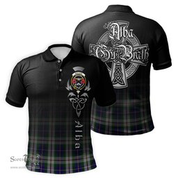 ScotsTee Shop Scottish MacLeod Of Californian Clan Crest Tartan Polo Shirt Featuring Alba Gu Brath Scotland Forever and Ever Celtic Cross