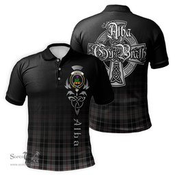 ScotsTee Shop Scottish Thompson Grey Clan Crest Tartan Polo Shirt Featuring Alba Gu Brath Scotland Forever and Ever Celtic Cross