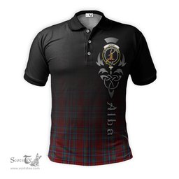 ScotsTee Shop Scottish Spens Clan Crest Tartan Polo Shirt Featuring Alba Gu Brath Scotland Forever and Ever Celtic Cross