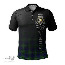 ScotsTee Shop Scottish Oliphant Modern Clan Crest Tartan Polo Shirt Featuring Alba Gu Brath Scotland Forever and Ever Celtic Cross