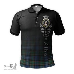 ScotsTee Shop Scottish MacRae Hunting Ancient Clan Crest Tartan Polo Shirt Featuring Alba Gu Brath Scotland Forever and Ever Celtic Cross