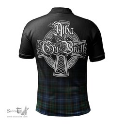 ScotsTee Shop Scottish MacRae Hunting Ancient Clan Crest Tartan Polo Shirt Featuring Alba Gu Brath Scotland Forever and Ever Celtic Cross