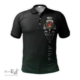 ScotsTee Shop Scottish Moncrieff of Atholl Clan Crest Tartan Polo Shirt Featuring Alba Gu Brath Scotland Forever and Ever Celtic Cross