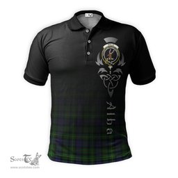 ScotsTee Shop Scottish Rollo Clan Crest Tartan Polo Shirt Featuring Alba Gu Brath Scotland Forever and Ever Celtic Cross