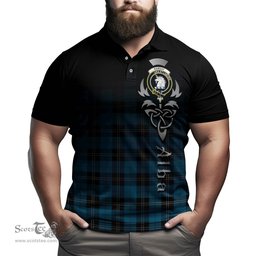ScotsTee Shop Scottish Ramsay Blue Ancient Clan Crest Tartan Polo Shirt Featuring Alba Gu Brath Scotland Forever and Ever Celtic Cross