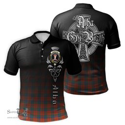 ScotsTee Shop Scottish Robertson Ancient Clan Crest Tartan Polo Shirt Featuring Alba Gu Brath Scotland Forever and Ever Celtic Cross