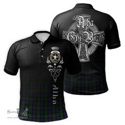 ScotsTee Shop Scottish Murray of Atholl Clan Crest Tartan Polo Shirt Featuring Alba Gu Brath Scotland Forever and Ever Celtic Cross