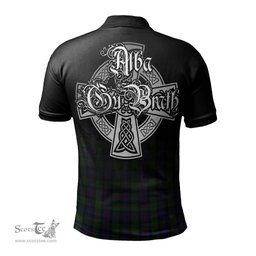 ScotsTee Shop Scottish Murray of Atholl Clan Crest Tartan Polo Shirt Featuring Alba Gu Brath Scotland Forever and Ever Celtic Cross