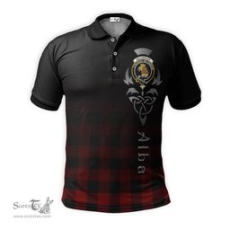 ScotsTee Shop Scottish Rob Roy Macgregor Clan Crest Tartan Polo Shirt Featuring Alba Gu Brath Scotland Forever and Ever Celtic Cross