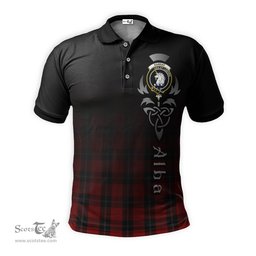 ScotsTee Shop Scottish Ramsay Clan Crest Tartan Polo Shirt Featuring Alba Gu Brath Scotland Forever and Ever Celtic Cross