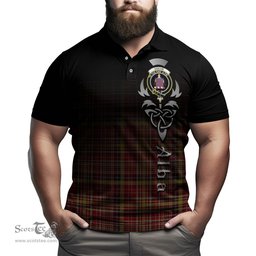 ScotsTee Shop Scottish Ogilvie (Ogilvy) of Strathallan Clan Crest Tartan Polo Shirt Featuring Alba Gu Brath Scotland Forever and Ever Celtic Cross