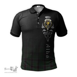 ScotsTee Shop Scottish Sinclair Hunting Clan Crest Tartan Polo Shirt Featuring Alba Gu Brath Scotland Forever and Ever Celtic Cross